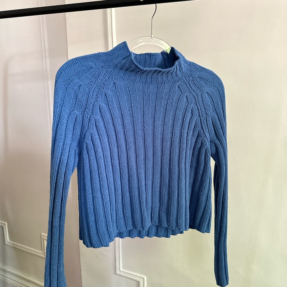 American Eagle Outfitters Blue Cowl Neck Chenille Sweater